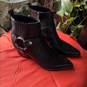 MARC FISHER black harness boots